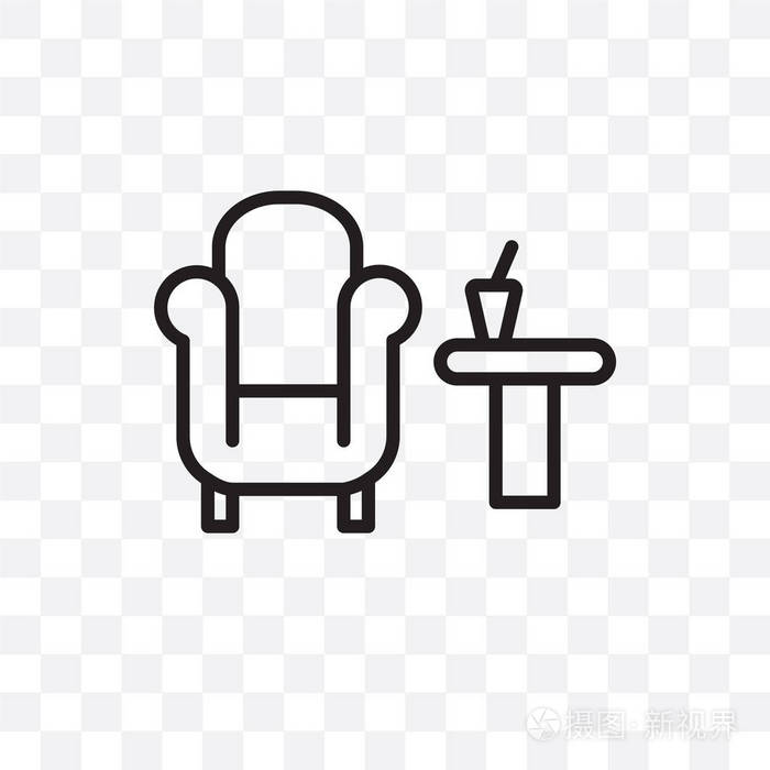 休息室矢量线性图标隔离在透明的背景下, 休息室透明度概念可用于网络