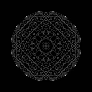 矢量白线单色弦设计曼陀罗神圣几何学插图隔离在黑色背景