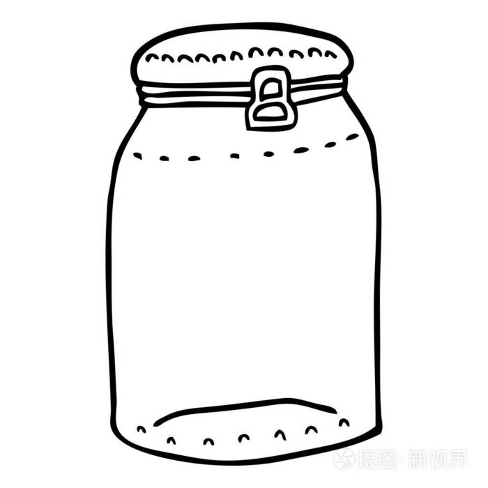 线条画动画片玻璃罐