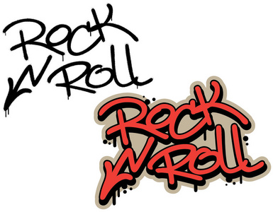 颜值高文字摇滚, 喷涂鸦标签.高压信号.手写的文字排版.白色背景照片