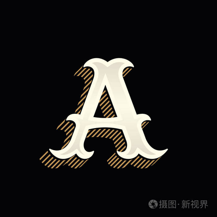 字母a 标志在老式的西方风格与线条阴影