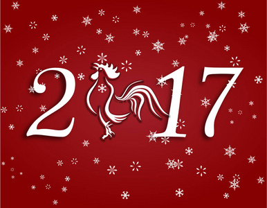 2017 火公鸡。程式化字样的红色渐变背景。圣诞节图