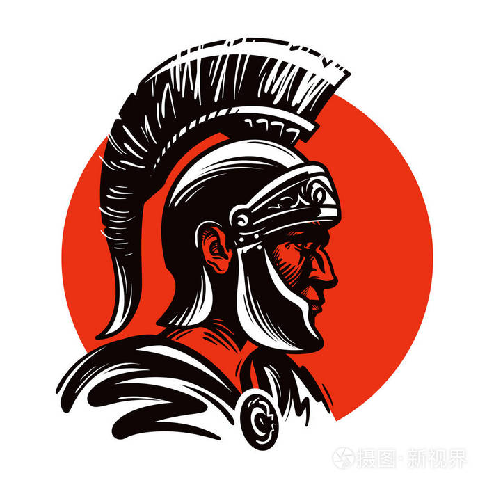 罗马士兵或圆圈内的角斗士 》.矢量图