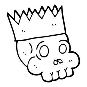 黑色和白色动画片头骨戴皇冠图片