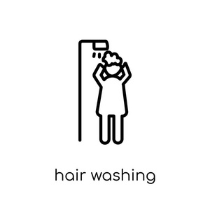 洗头图标。时尚现代平面线性矢量洗头图标在白色背景从细线汇集, 轮廓向量例证