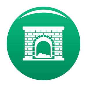 砖壁炉图标向量绿色