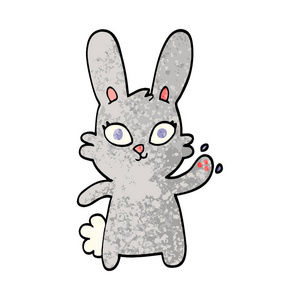 可爱的咕咕纹理插图卡通兔子挥舞
