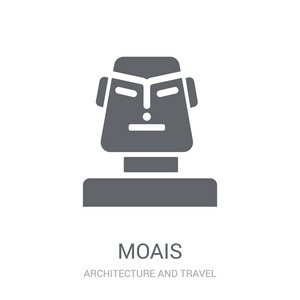 moais 图标。时尚 moais 标志概念在白色背景从建筑学和旅行收藏。适用于 web 应用移动应用和打印媒体