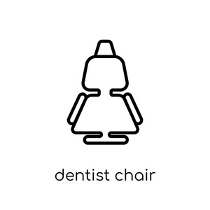 牙医椅子图标。时尚现代平的线性向量牙医椅子图标在白色背景从细线牙医汇集, 可编辑的概述冲程向量例证
