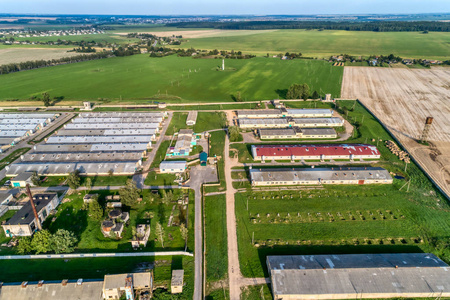 猪养殖场畜禽养殖场, 养猪场.鸟瞰照片