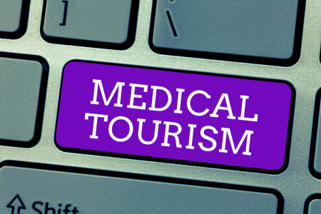 文字书写文本医疗旅游.前往其他国家就医的人的商业理念照片