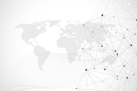网络连接技术的抽象概念。具有点和线的全局网络连接