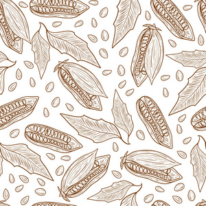 芝麻.壁纸, 无缝.叶子, 种子, 水果.素描.单色.在白色背景上照片