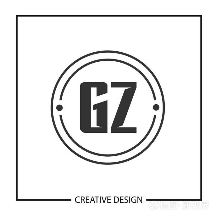 初始字母 gz 徽标模板设计向量插图