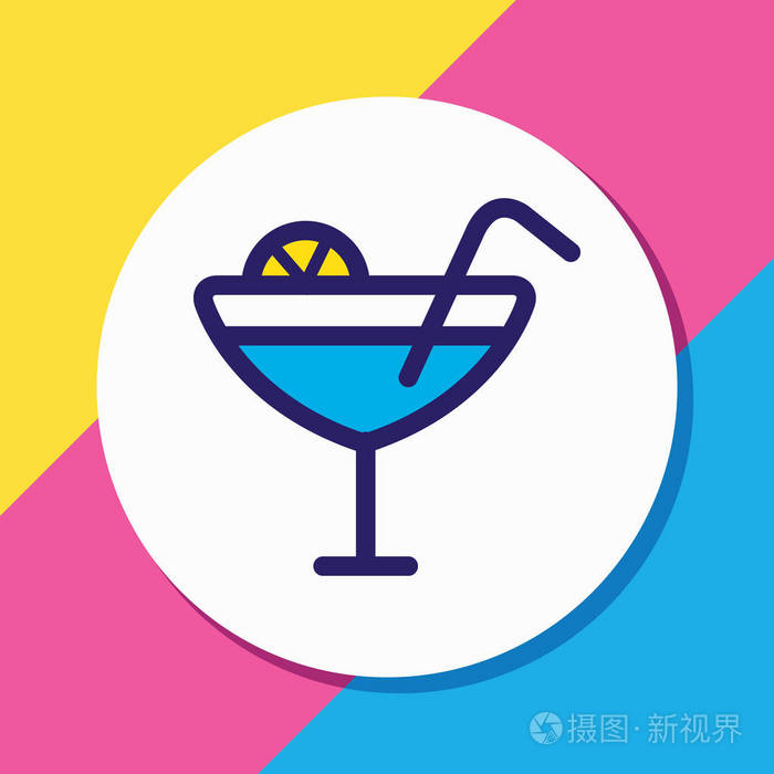 插图的鸡尾酒图标彩色线.美丽的庆祝元素也可以作为马提尼图标元素