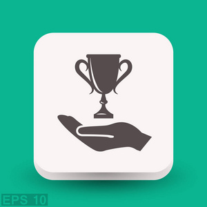 手拿着一个冠军奖杯杯奖插画 正版商用图片0awtg4 摄图新视界