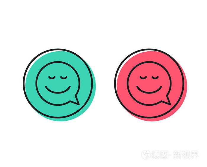 带有微笑线图标的漫画演讲泡沫 聊天情感符号 正圆和负圆按钮的概念 好的或坏的符号 微笑向量插画 正版商用图片0ti5gn 摄图新视界