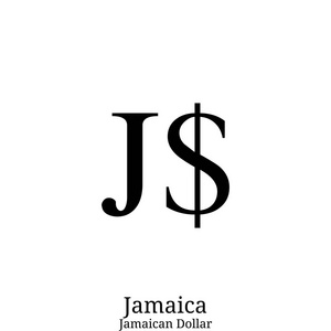 黑牙买加元货币标志查出在白色背景