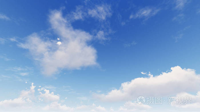 与小小的云，多云的蓝色天空抽象背景，蓝色天空背景 3d 楼效果图