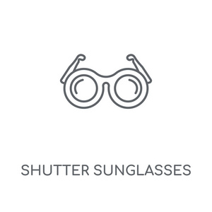 快门眼镜线形图标。快门太阳镜概念笔画符号设计。薄的图形元素向量例证, 在白色背景上的轮廓样式, eps 10