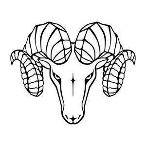 符号盘羊.黑色符号头 ram 查出的白色背景.抽象平面向量例证照片