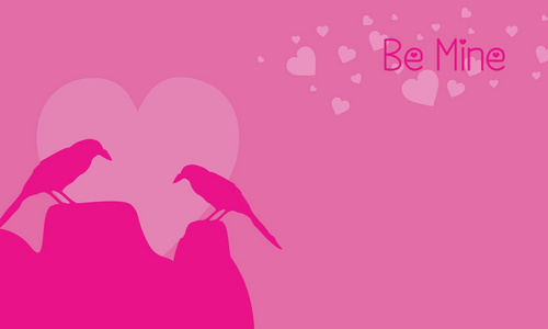 两只鸟的粉红色背景情人节图片
