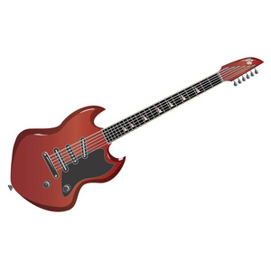 红色电吉他向量有色例证六串