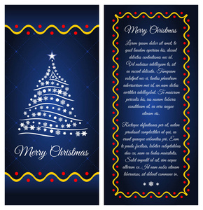 圣诞贺卡和圣诞树。快乐圣诞宣传册，海报模板