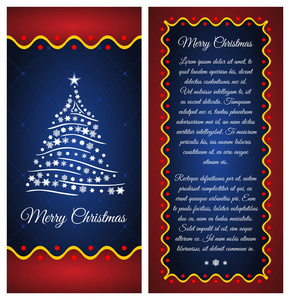 圣诞贺卡和圣诞树。快乐圣诞宣传册，海报模板