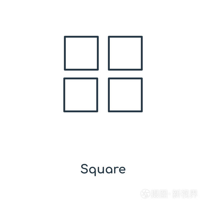 在白色背景上隔离的正方形图标.