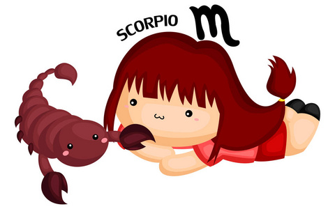 一个拿着蝎子的女孩描绘的蝎子标志