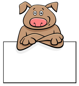有趣的狗与白卡或董事会的问候语或名片设计的卡通插图