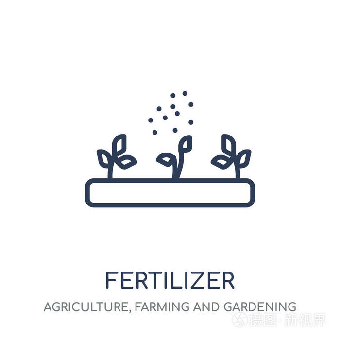 肥料图标。肥料线性标志设计从农业农业和园艺汇集。简单的大纲元素向量例证在白色背景