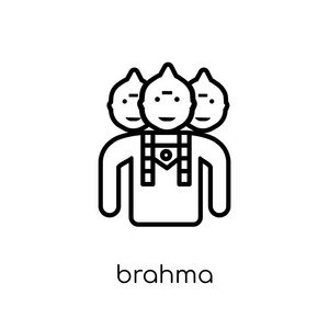 婆罗门图标。时尚现代平面线性向量 brahma 图标在白色背景从细线印度汇集, 可编辑的概述冲程向量例证