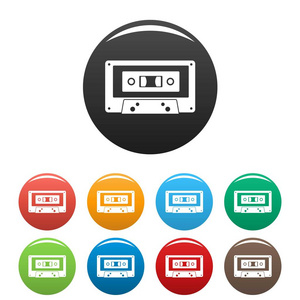 音乐盒图标设置9颜色矢量隔离在白色的任何设计