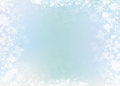 蓝色优雅冬季雪花边框与背景