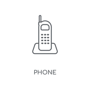 电话线性图标。手机概念笔画符号设计。薄的图形元素向量例证, 在白色背景上的轮廓样式, eps 10