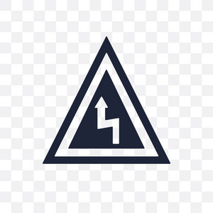 右反向折弯标志透明图标.右反向折弯符号设计从交通标志集合.