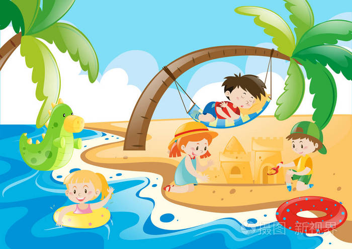 孩子们喜欢在海滩上玩