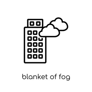 大雾图标的毯子。时尚现代平线性向量毯子雾图标在白色背景从细线天气汇集, 概述向量例证