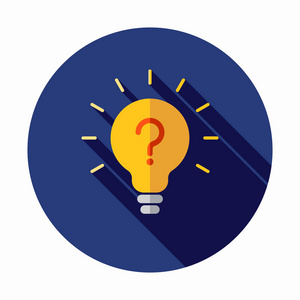 灯泡灯图标,带内有问号.提示符号照片