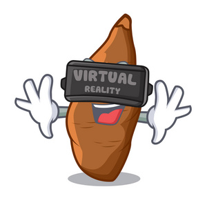 卡通桌上的虚拟现实成熟木薯