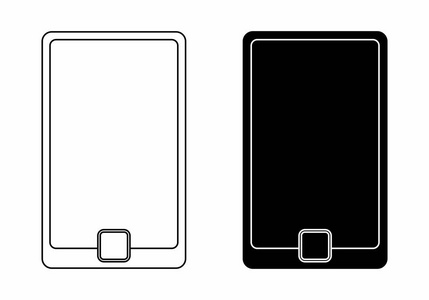 通用智能手机的黑白插图