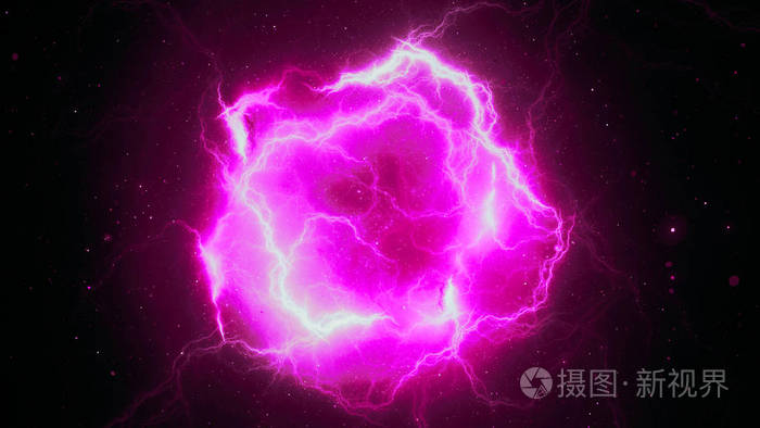 粉红色发光的高能量闪电, 计算机生成抽象的背景, 3d 渲染