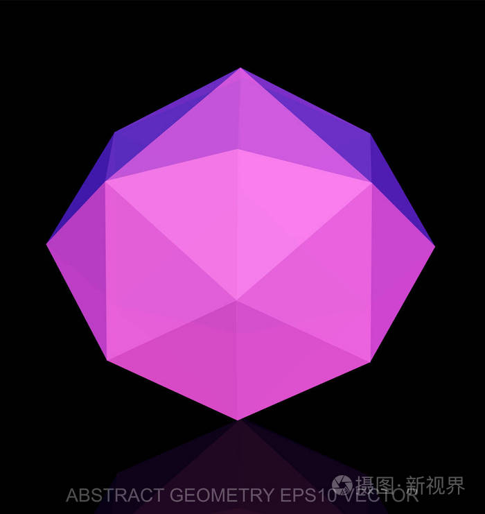 抽象的立体几何低聚粉红色八面体10eps矢量