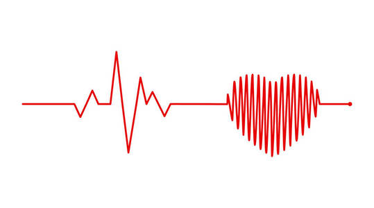 心律, 心电图, ecg-ekg 信号, 心脏跳动脉冲线概念设计隔离在白色背景