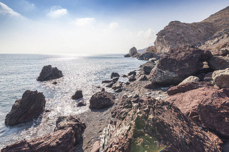 地中海石头岩石海岸, 科斯岛, 希腊, 美丽的风景