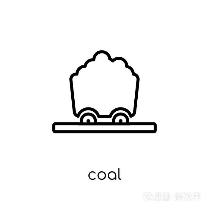 煤炭图标在白色背景从细线汇集, 概述向量例证插画-正版商用图片0tje