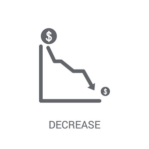 减少 图标。时尚减少标志概念的白色背景从电子商务和支付收集。适用于 web 应用移动应用和打印媒体
