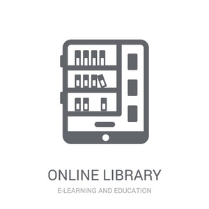 在线库图标。时尚在线图书馆标志概念的白色背景从电子学习和教育收藏。适用于 web 应用移动应用和打印媒体